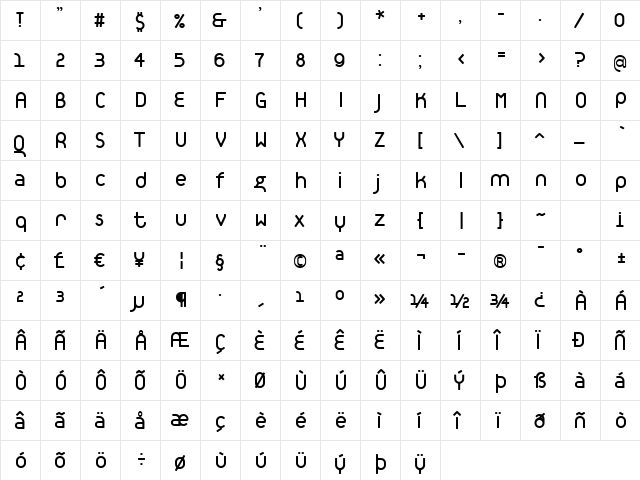 TantalusAlternative Regular  glyph index