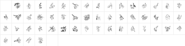 StateBirds Regular  glyph index