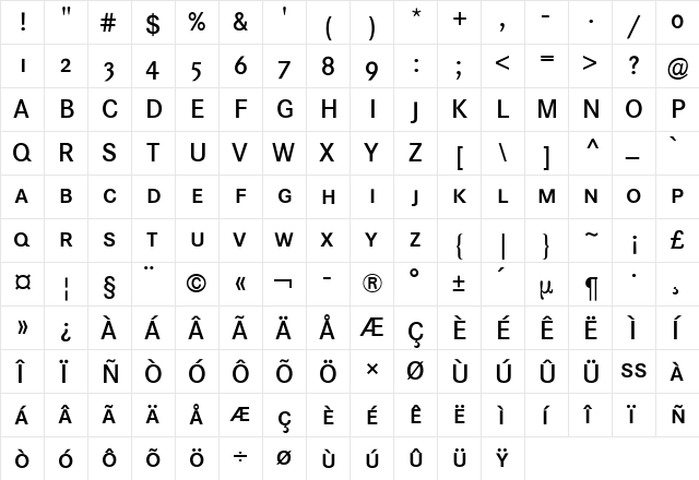 Corporate S Expert BQ Medium  glyph index