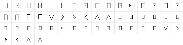 MasonicWriting Regular  glyph index