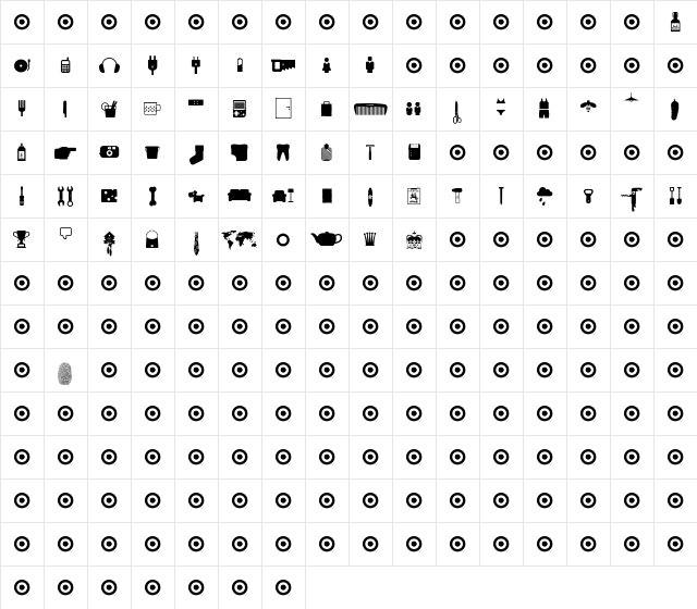 Ginger-Icons Regular  glyph index