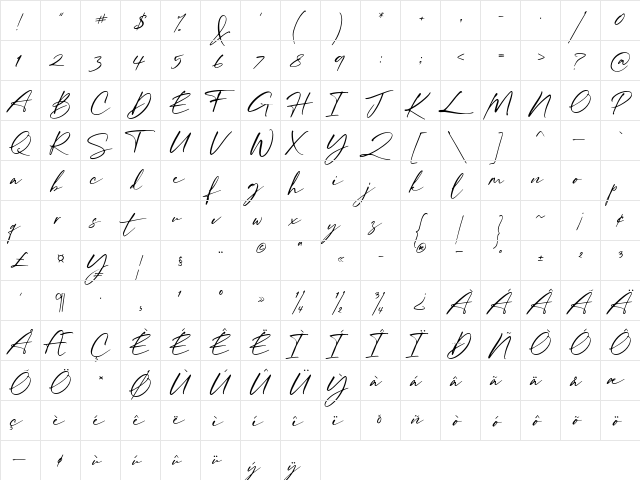 William Costinavel Regular  glyph index