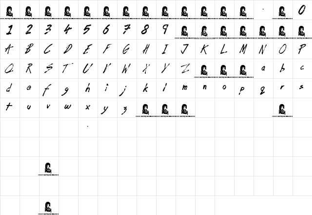 Newyorkers Regular  glyph index