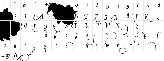 Abdiel Regular  glyph index