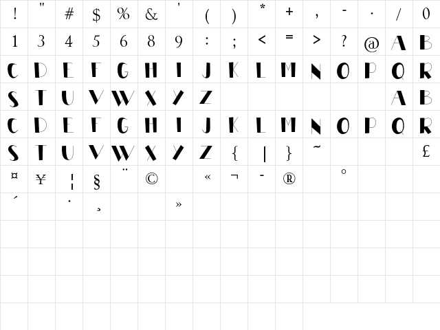 BABY CUTE Regular  glyph index