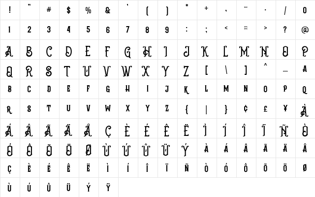 Grantmouth Vol.2 Regular  glyph index