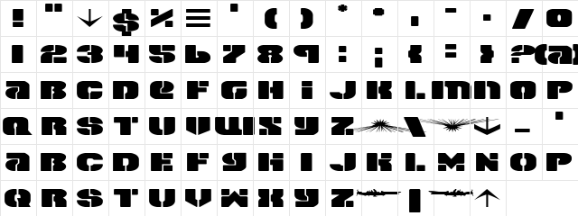 Space Cruiser Expanded Expanded  glyph index