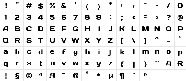 Days Regular  glyph index