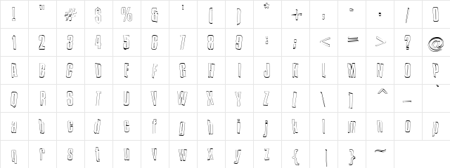 Hollow Job Regular  glyph index