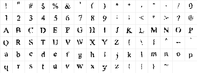 Fear Shiver Regular  glyph index