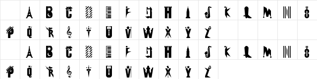 101! Abstrakt DeZign Regular  glyph index