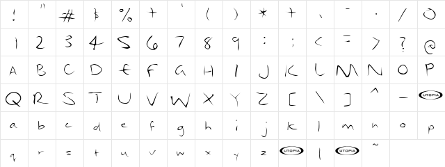 Dael Regular  glyph index