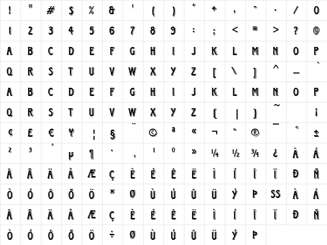 Houston Regular  glyph index