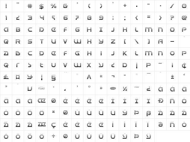 Universal Jack Gradient Regular  glyph index
