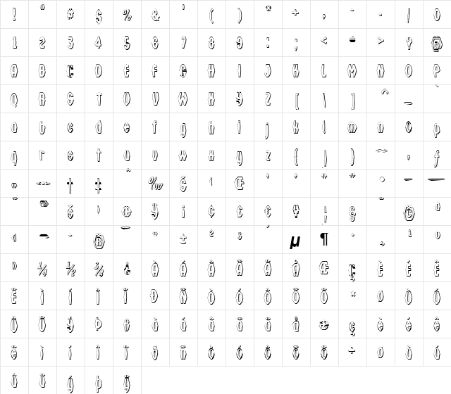 a_Technics3DFsy DemiBold  glyph index