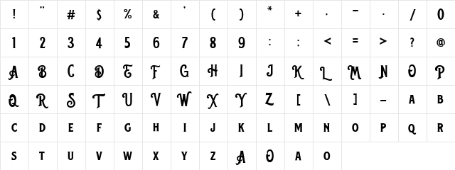 Blackford Regular  glyph index