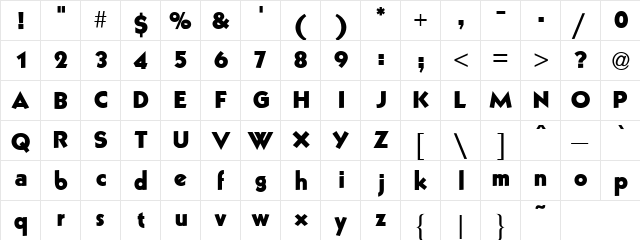 11 Regular  glyph index