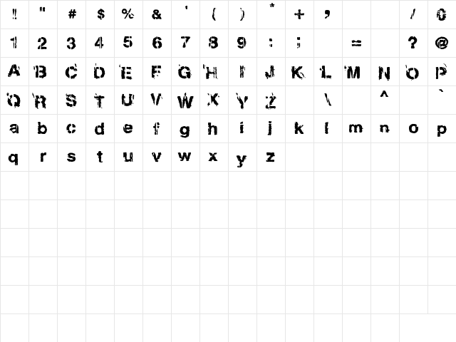 Gregphix Regular  glyph index