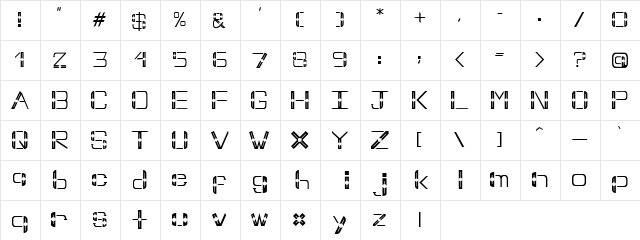 Untitled Regular  glyph index