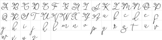 Barista Script Regular  glyph index