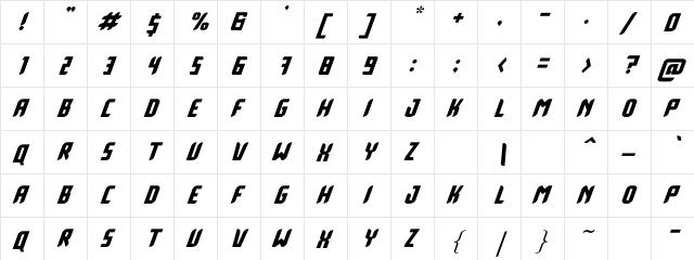 White Systemattic Duo Italic Regular  glyph index