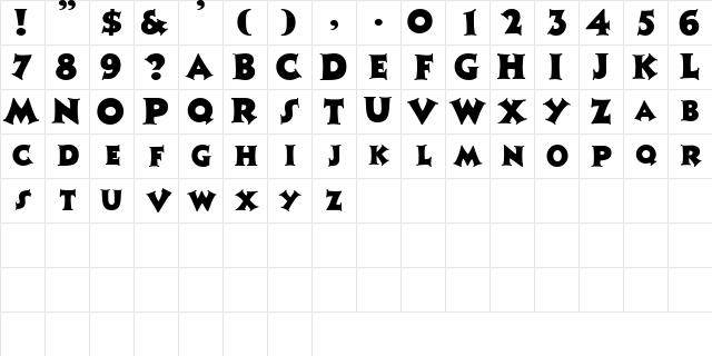 BigfootSCapsSSK Regular  glyph index