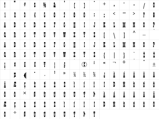 San Marcos WBW Regular  glyph index