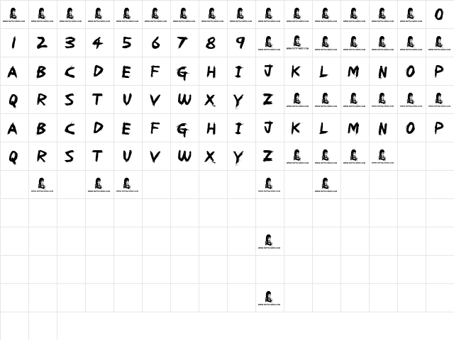 REDRUM Regular  glyph index