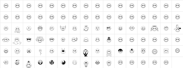JLS Smiles Sampler Regular  glyph index