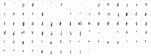 Bigstorm DEMO Regular  glyph index