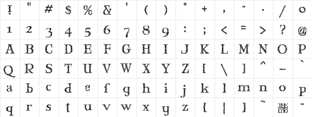 Mary Jane Gilardino Regular  glyph index