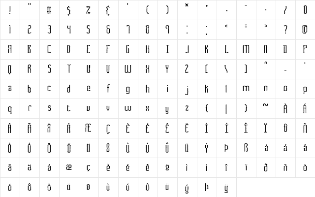 Fascii Smudge BRK Regular  glyph index