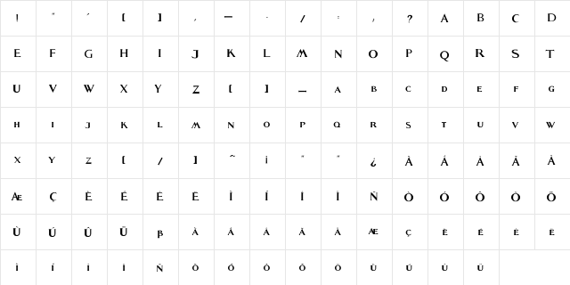 Fleet Street Regular  glyph index