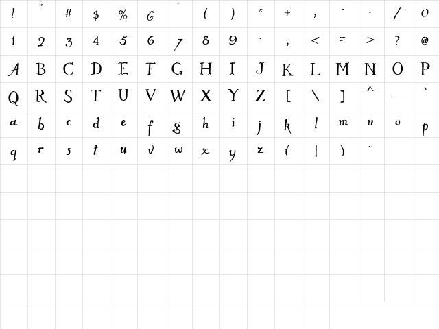 CK Inky Regular  glyph index
