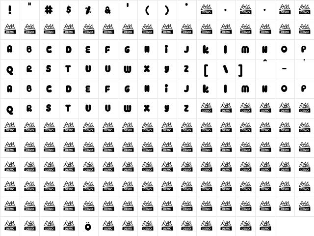 Kingk Regular  glyph index