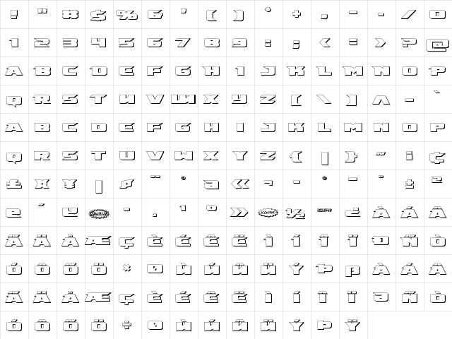 Emissary 3D Regular  glyph index