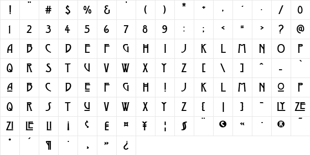 Dyer Normal  glyph index