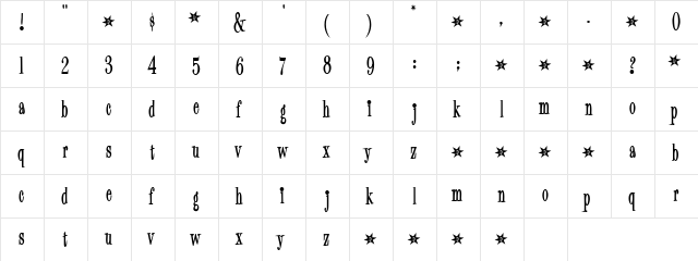 Cool Regular  glyph index