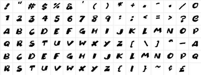Chunky Chalk Italic  glyph index