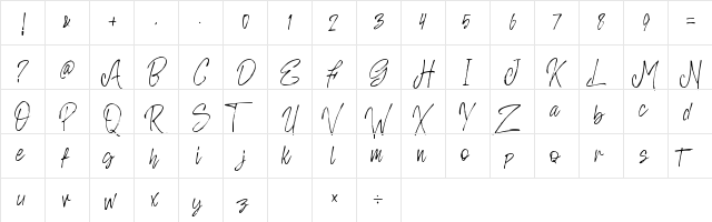Rosianne Regular  glyph index
