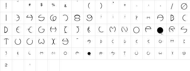PHOEBE Regular  glyph index