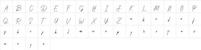YoungSignature Regular  glyph index
