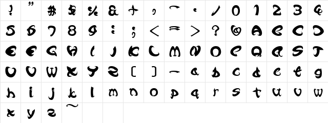 Angle Bold  glyph index