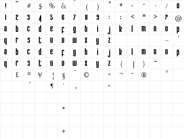 KdoBtz Regular  glyph index