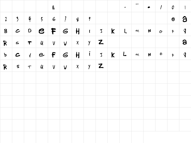 Gorillaz1 Regular  glyph index