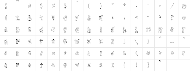 PC Funky Regular  glyph index
