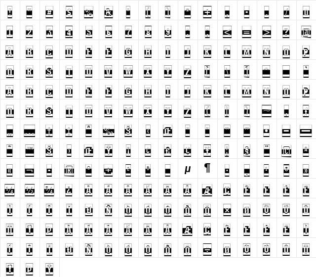a_MeccanoCmB&W Regular  glyph index
