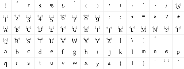 ChristmasMouse Regular  glyph index
