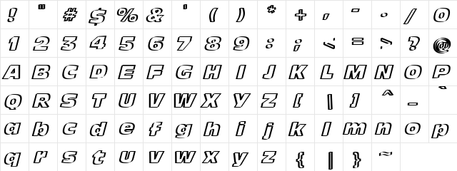 91 Jitter Regular  glyph index