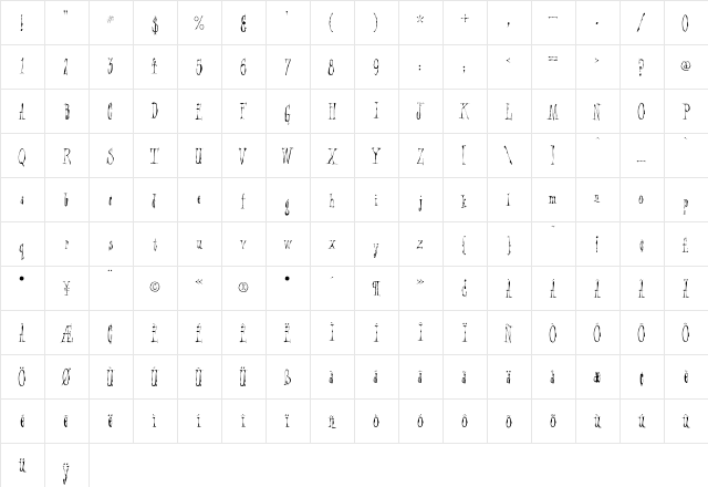 Dosh Normal  glyph index